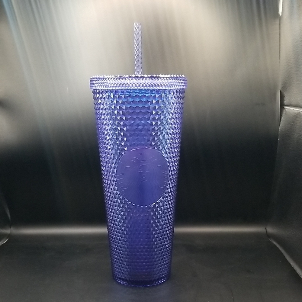 Blue Studded Tumbler with Straw